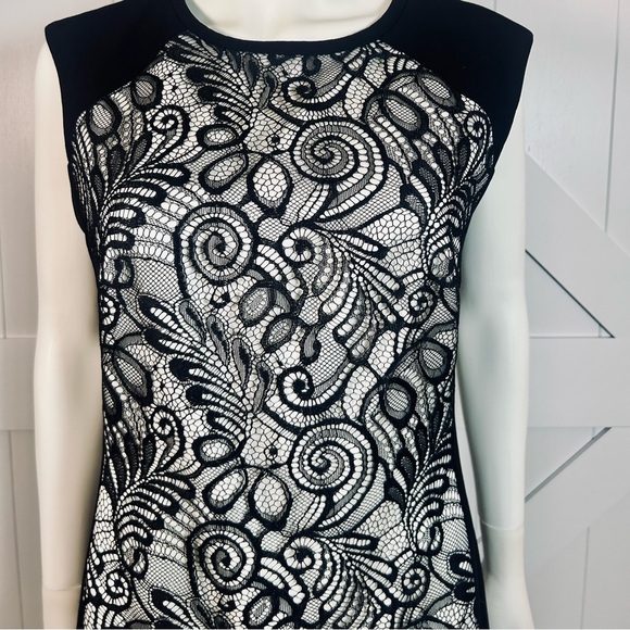 Trina Turk Veda Lace Black & White Sheath Dress. Size 8 - Picture 7 of 10